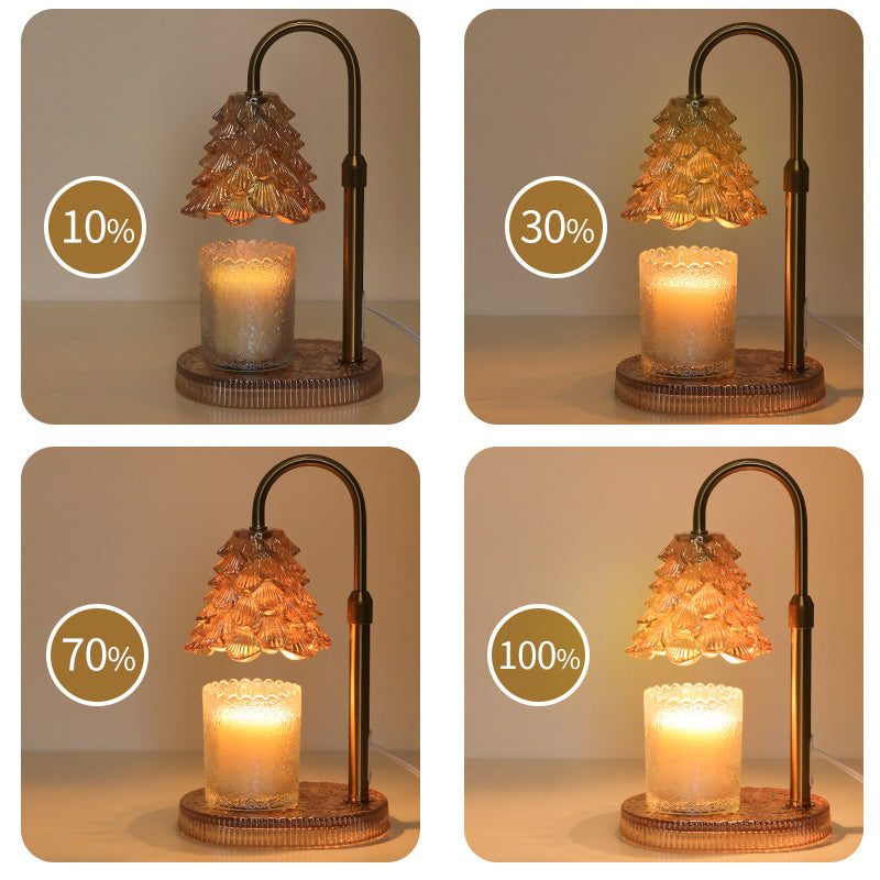 Candle warmer lamp with a glass tree shade and gold stand, alternate view 5