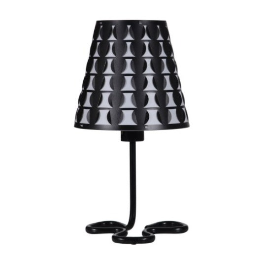 Black geometric table lamp with pattern shade, alternate view 4