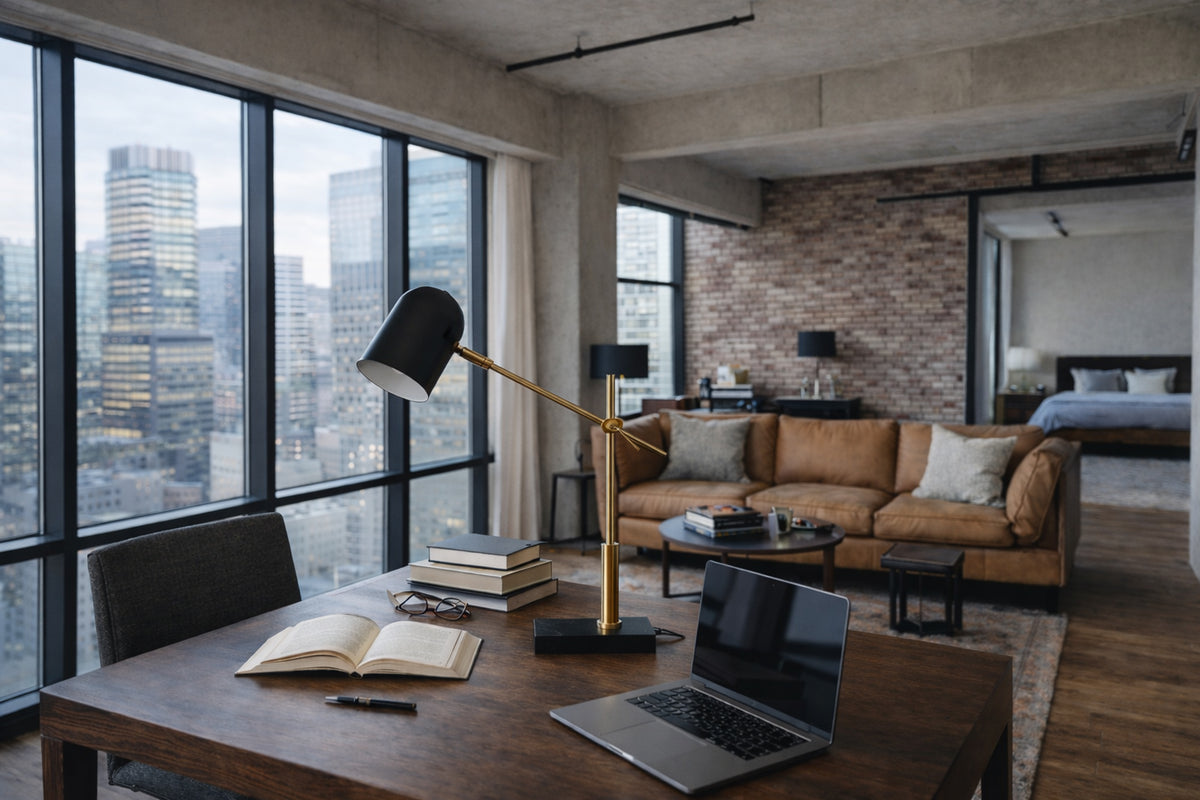 Dome desk lamp with black dome shade, alternate view 4