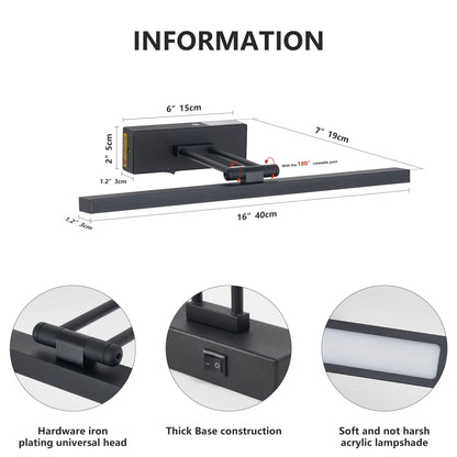 Calloway battery-operated picture light in black, alternate view