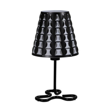 Black geometric table lamp with pattern shade, alternate view 2