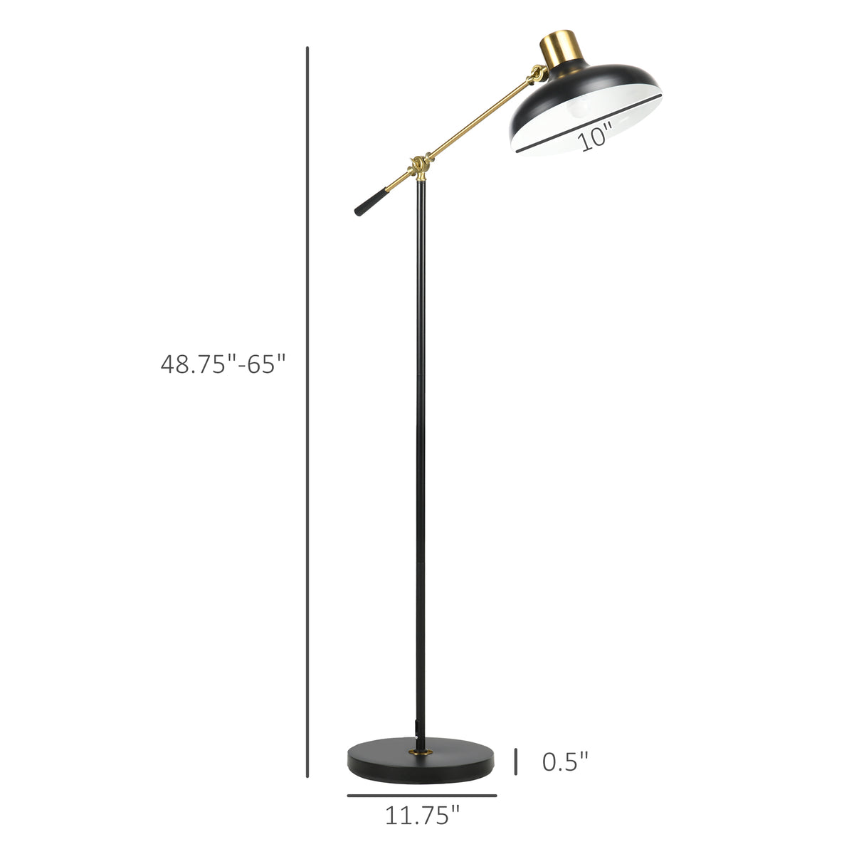 Thornton balance arm floor lamp in black and gold, alternate view 6