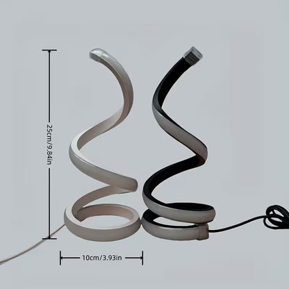 Spiral LED table lamp, 9.8 inch S-curve on a round base, alternate view 3