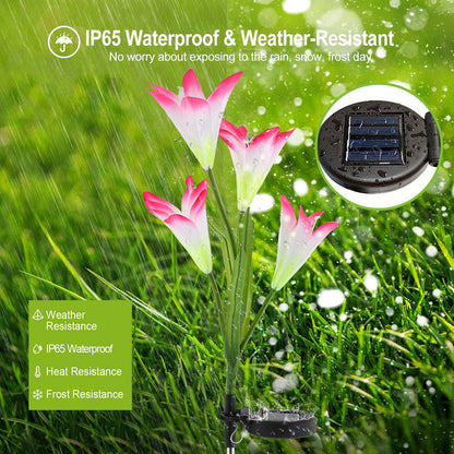 Solar lily flower stake light with fabric petals and bendable stems, alternate view 7