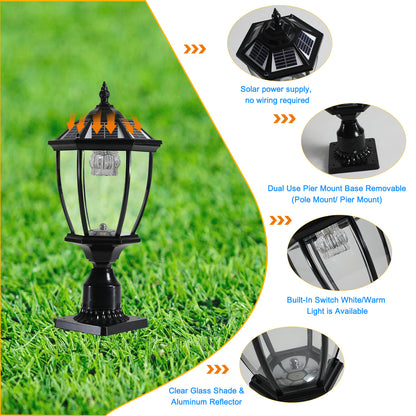 Black aluminium and glass solar pier lantern, alternate view 5