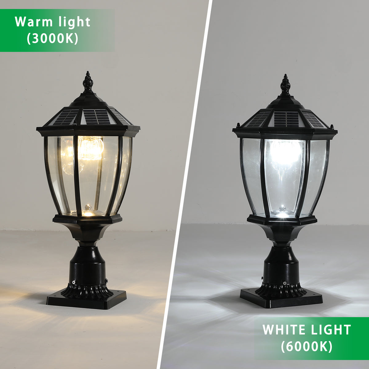 Black aluminium and glass solar pier lantern, alternate view 8