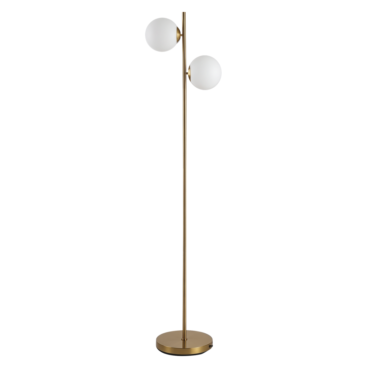 Ellery two-globe floor lamp in gold with white glass shades, alternate view 8