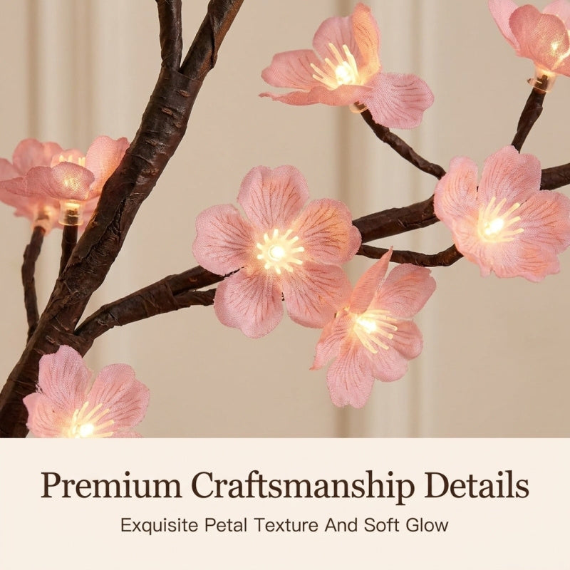 Cherry blossom LED branch vine lights shaped against a wall, alternate view 6