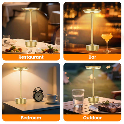 Fairlane cordless rechargeable table lamps in brushed gold, alternate view 2