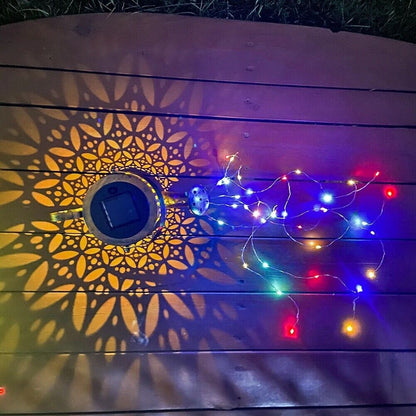 Copper solar watering can lantern with multicolour fairy lights, alternate view 4