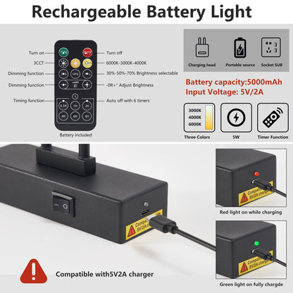 Calloway battery-operated picture light in black, alternate view 5