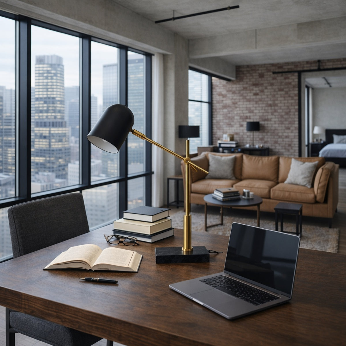 Dome desk lamp with black dome shade, alternate view 2
