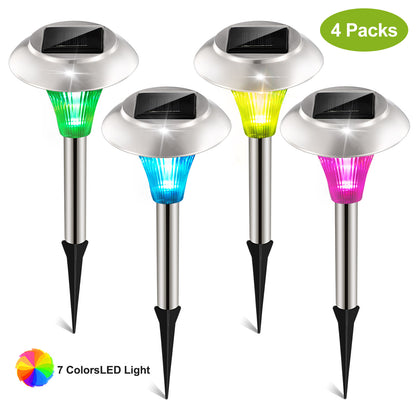 Colour changing solar stake light with stainless steel head, alternate view 7