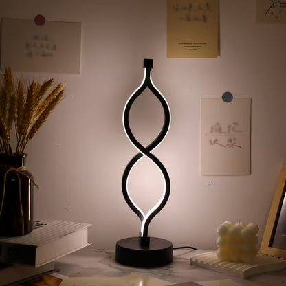 Wave LED table lamp, acrylic ribbon of light on a round base, alternate view 3