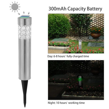 Crystal head solar stake light on a stainless steel post, alternate view 2