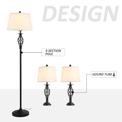 Whitmore three-piece lamp set in black and white, alternate view 2