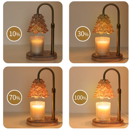 Candle warmer lamp with a glass tree shade and gold stand, alternate view 5