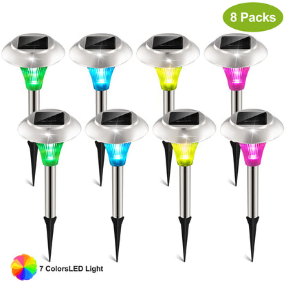 Colour changing solar stake light with stainless steel head, alternate view 1