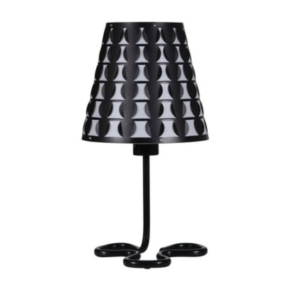 Black geometric table lamp with pattern shade, alternate view 4
