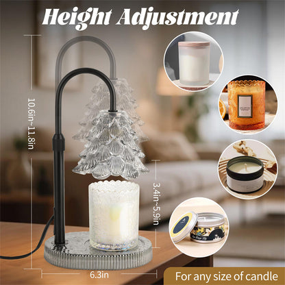 Candle warmer lamp with a glass tree shade and gold stand, alternate view 4
