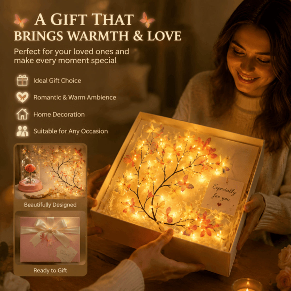 Lighted willow swag with maple leaves and butterflies on bendable twigs, alternate view 3