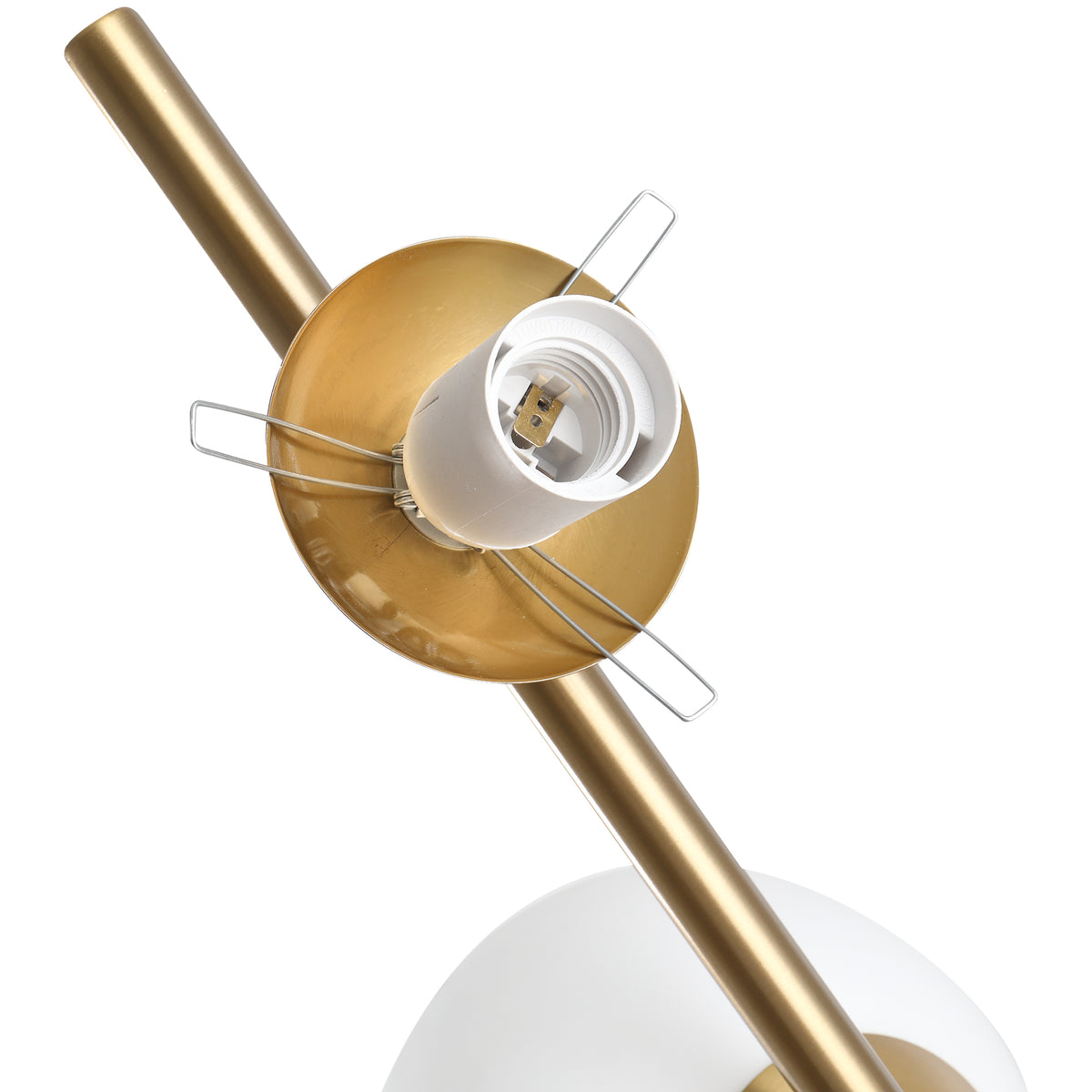 Ellery two-globe floor lamp in gold with white glass shades, alternate view 5