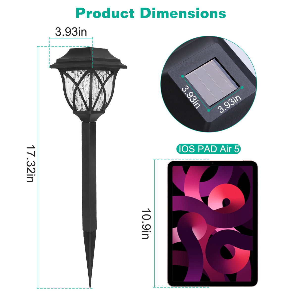 Solar garden stake light with rippled lens on a ground spike, alternate view 5