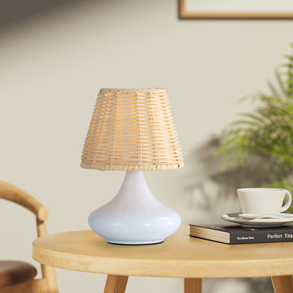 Wren woven bamboo accent lamp with white base, alternate view 4