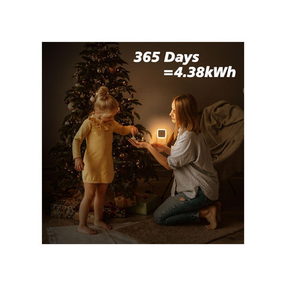 White plug-in dusk to dawn LED night light in a wall outlet, alternate view 4