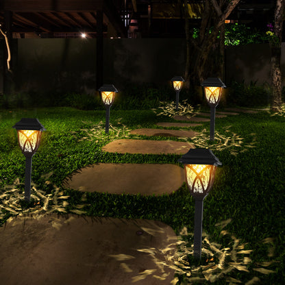 Solar garden stake light with rippled lens on a ground spike, alternate view 6