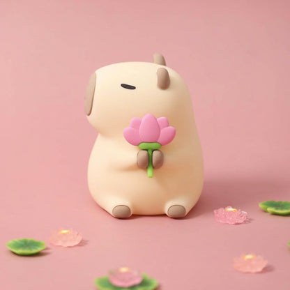 Silicone capybara night light, cordless and rechargeable, alternate view 1