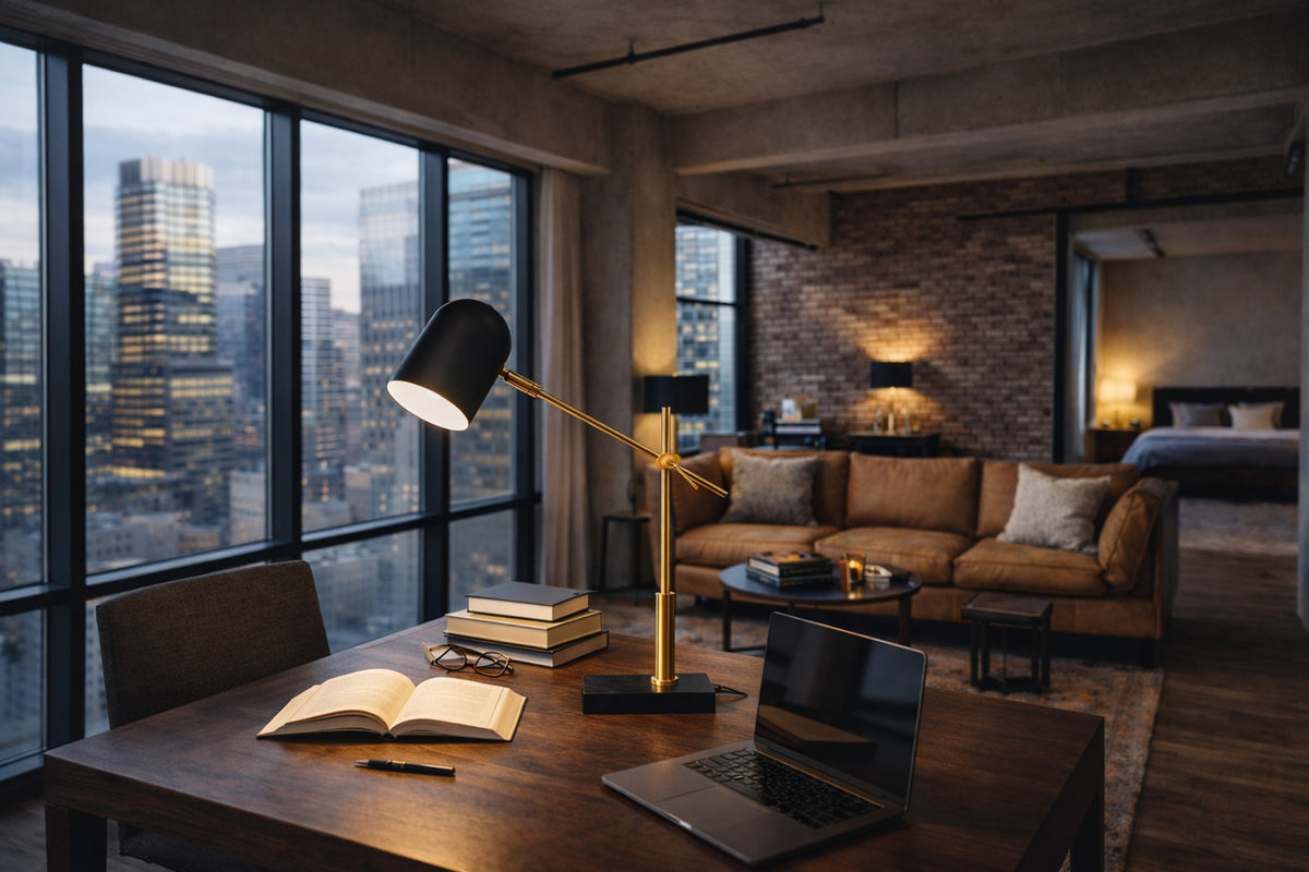 Dome desk lamp with black dome shade, alternate view 1