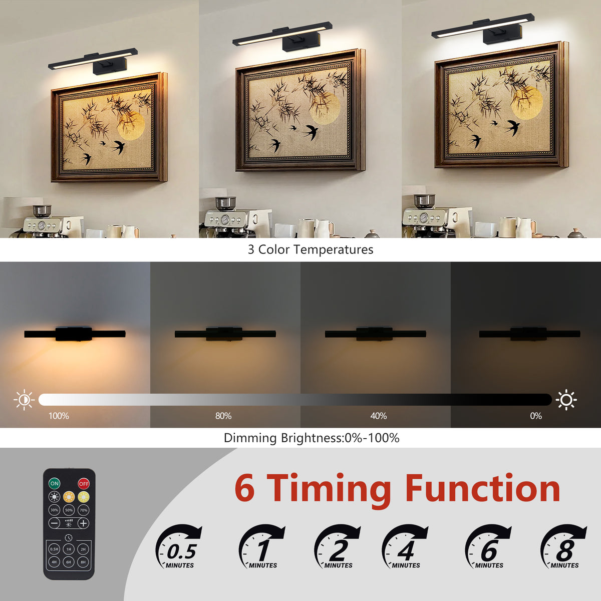 Calloway battery-operated picture light in black, alternate view 2