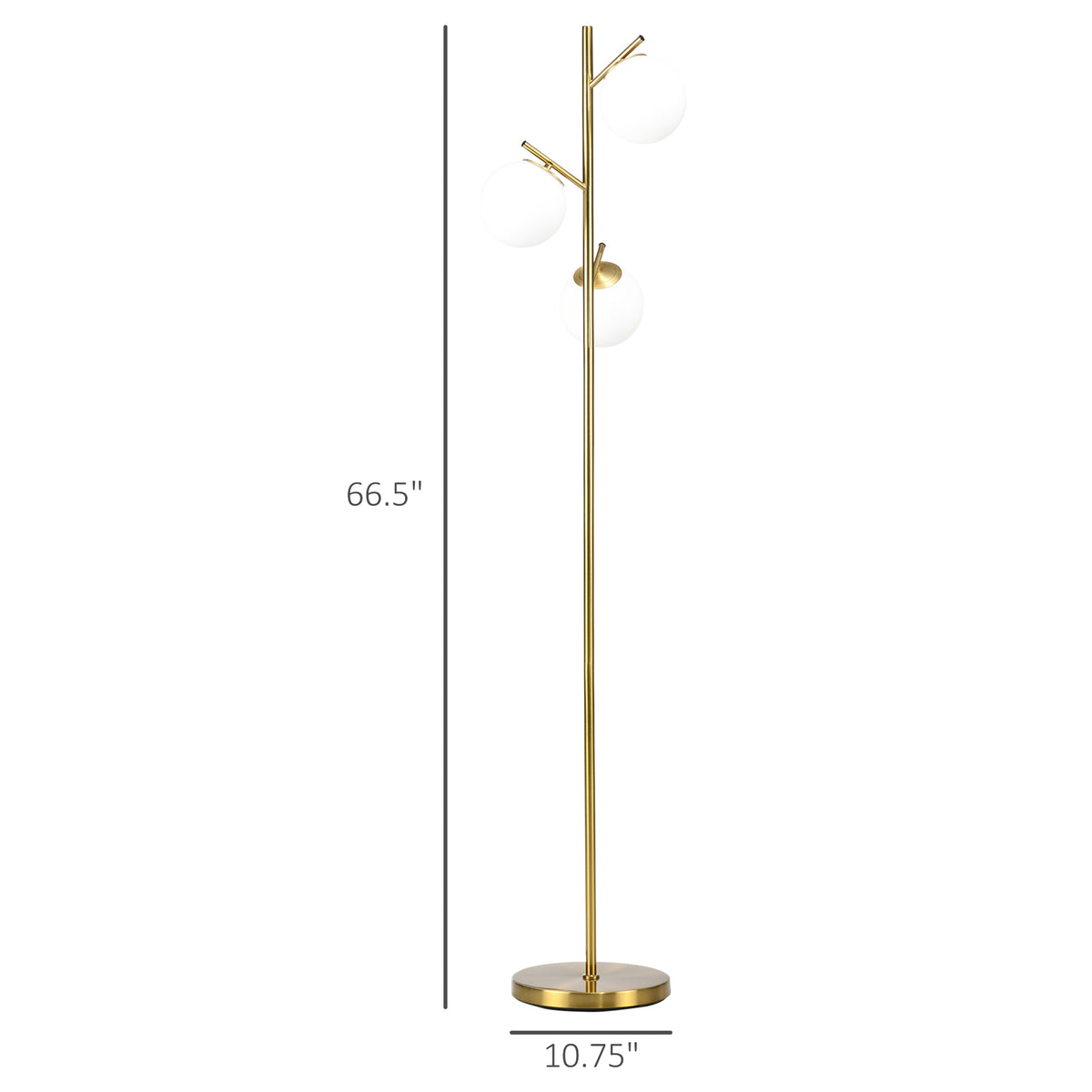 Bexley 3-light tree floor lamp in gold with glass globe shades, alternate view 6