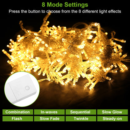 Warm white LED curtain string lights on hanging strands, alternate view 4