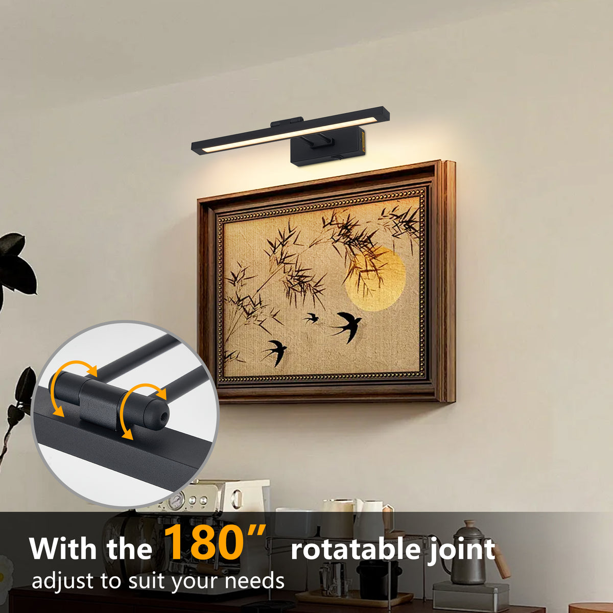 Calloway battery-operated picture light in black, alternate view 6