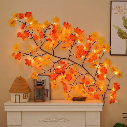 Autumn maple leaf LED garland on bendable copper wire, alternate view 1