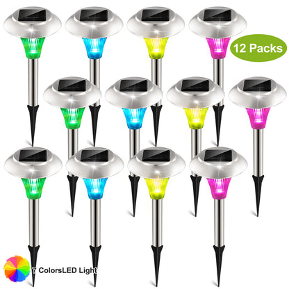 Colour changing solar stake light with stainless steel head, alternate view 6