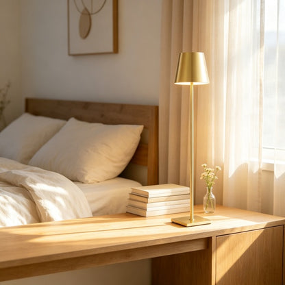 Marlowe cordless rechargeable table lamp in aluminum, alternate view 2