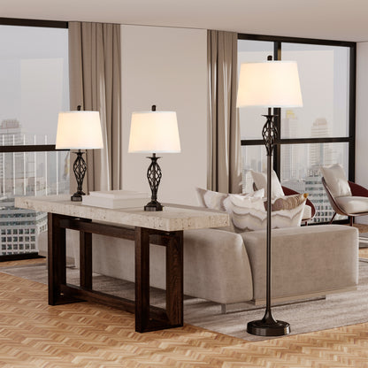 Whitmore three-piece lamp set in black and white, alternate view