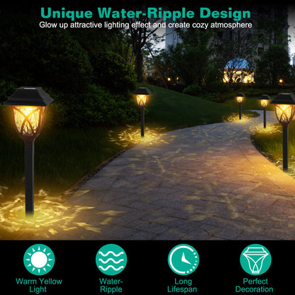 Solar garden stake light with rippled lens on a ground spike, alternate view 2