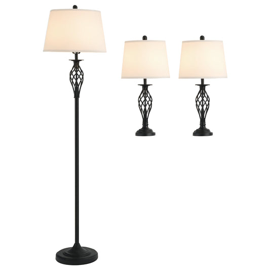 Three-piece lamp set in black and white, alternate view 8