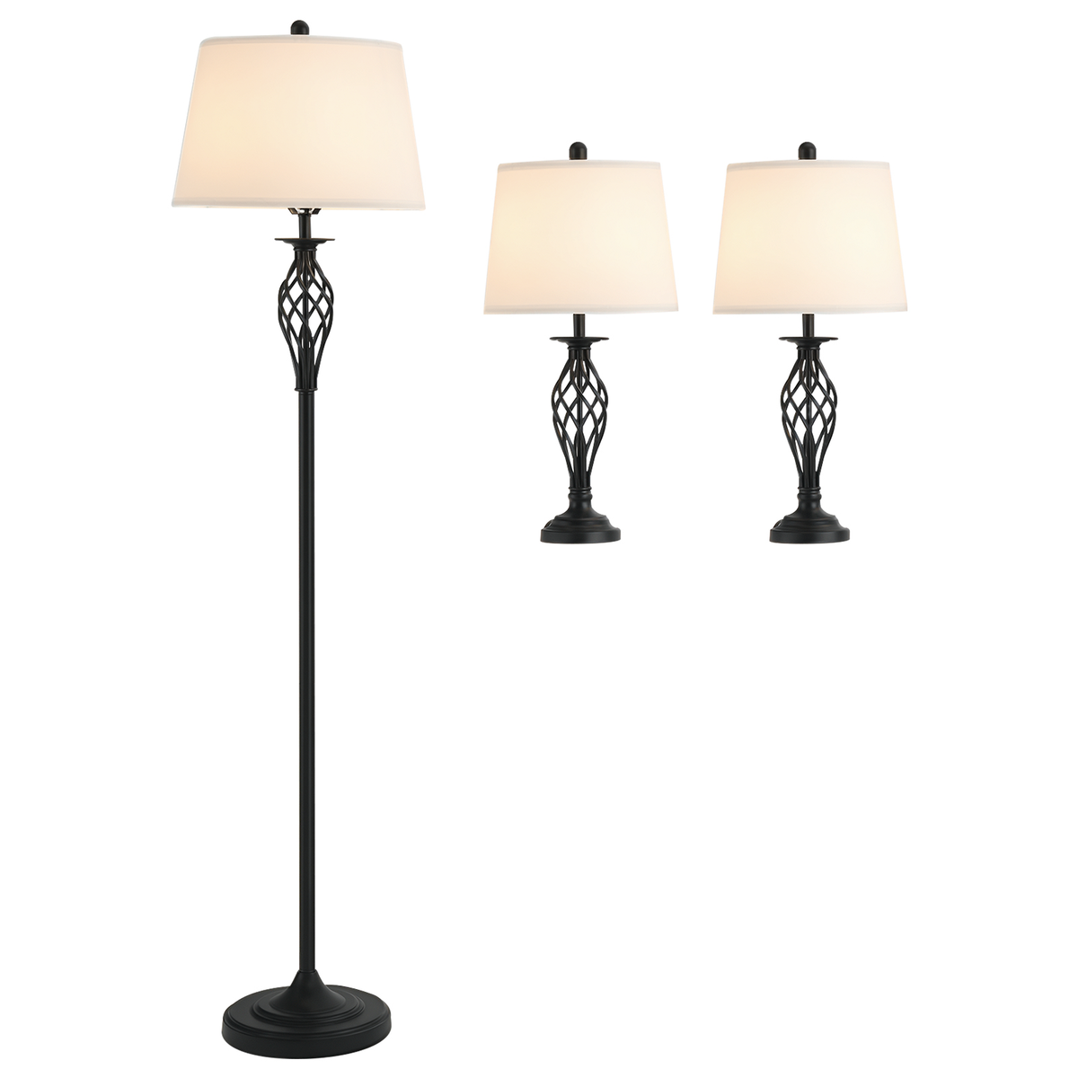 Whitmore three-piece lamp set in black and white, alternate view 8