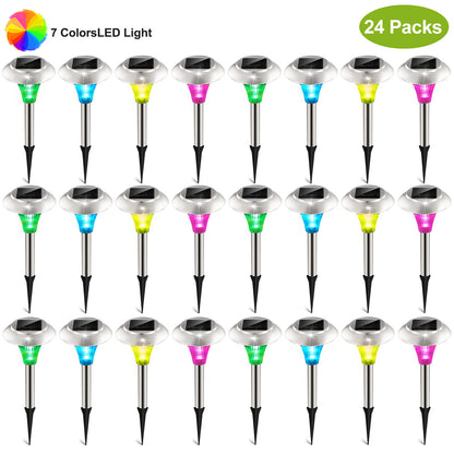 Colour changing solar garden lights — 11.8 in stainless steel stake lights, available in packs of 4 to 24