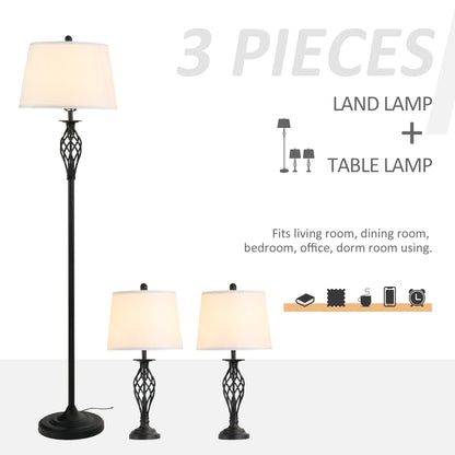 Whitmore three-piece lamp set in black and white, alternate view 3