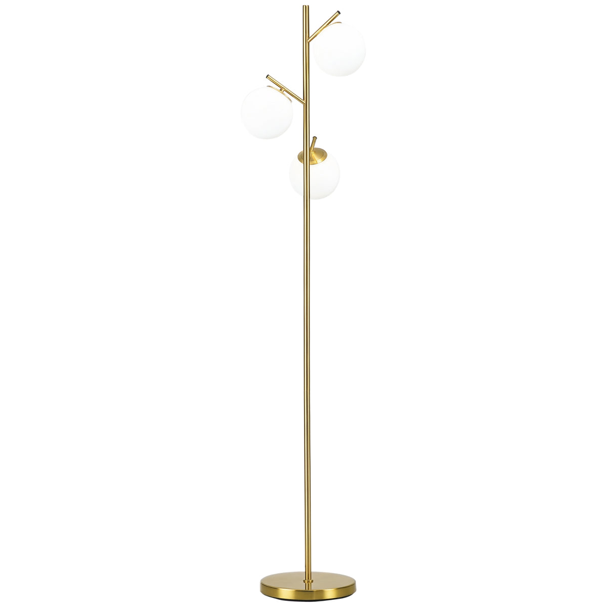 Bexley 3-light tree floor lamp in gold with glass globe shades, alternate view 8